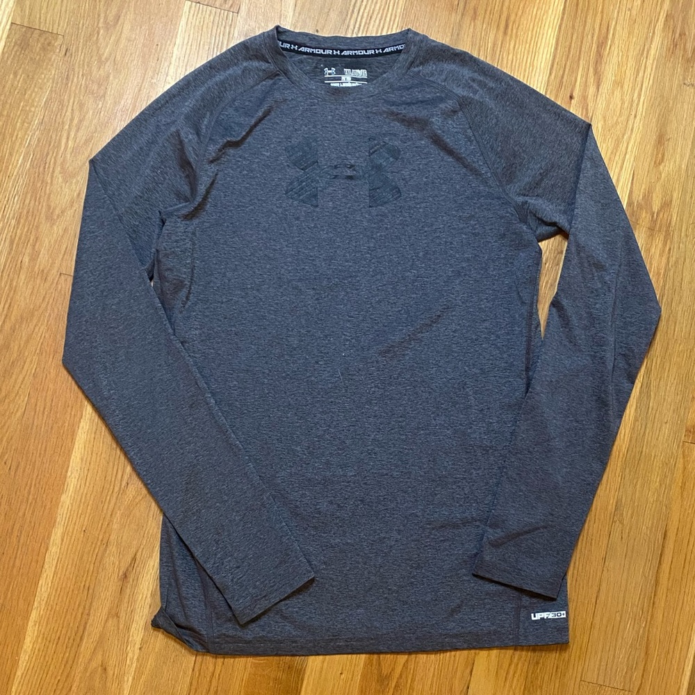 Under Armour Boys Logo Gray Long Sleeve T-Shirt